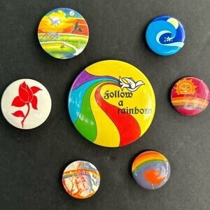 Vintage Lot of Rainbow and Colorful Pins, Set of Seven